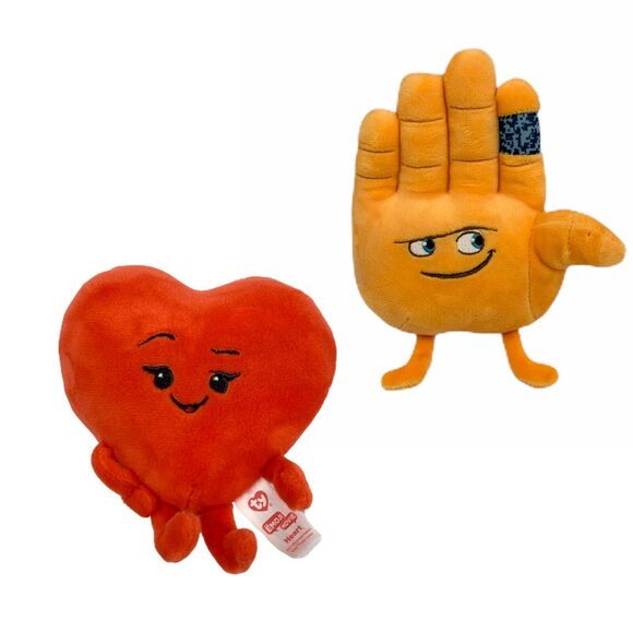 Hi-5 2017 Ty Beanie Baby Hand & Heart From The Emoji Movie Small Plush - Picture 1 of 11